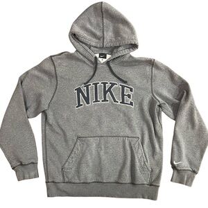 Nike Gray Pullover Hoodie embroidery with Bold Arch Logo